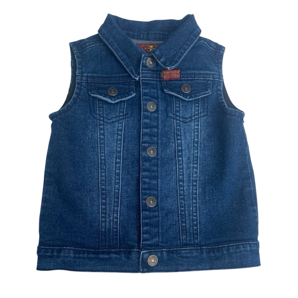 7 FOR ALL MANKIND Denim Vest Sleeveless Jean Jacket Baby Toddler Size 12 Months